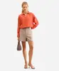 short feminino de alfaiataria chevron bege 40