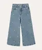 calça wide leg infantil jeans margaridas azul 12