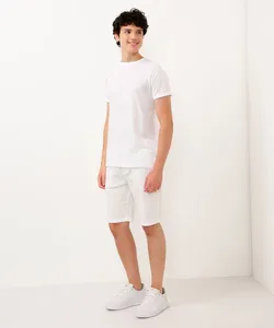 bermuda juvenil de algodão com bolso off white 10
