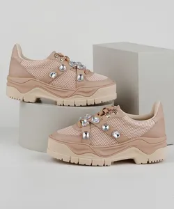 Tênis Feminino Zatz Sneaker Chunky com Strass Rosê 39