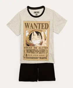 pijama de algodão infantil one piece manga curta cinza mescla claro 6