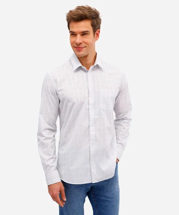 camisa manga longa quadriculada azul M