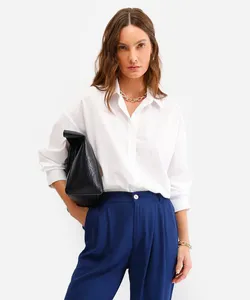 camisa oversized feminina de algodão off white P