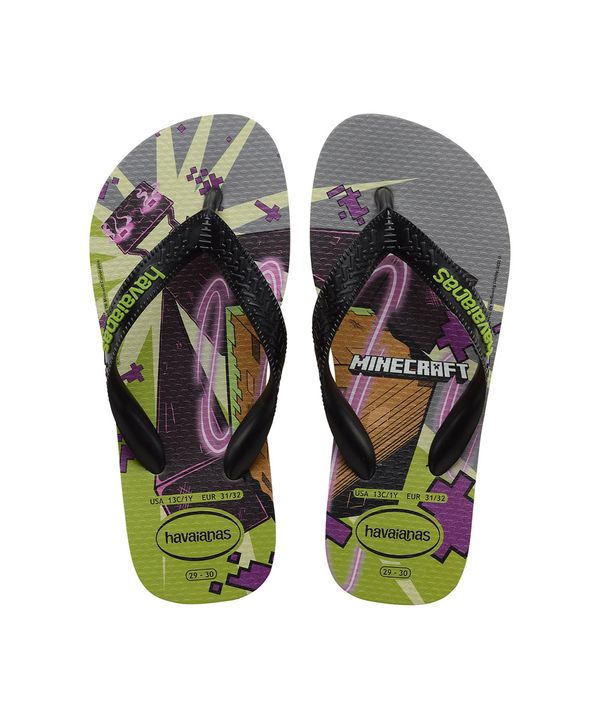 chinelo infantil havaianas top minecraft verde 29-30