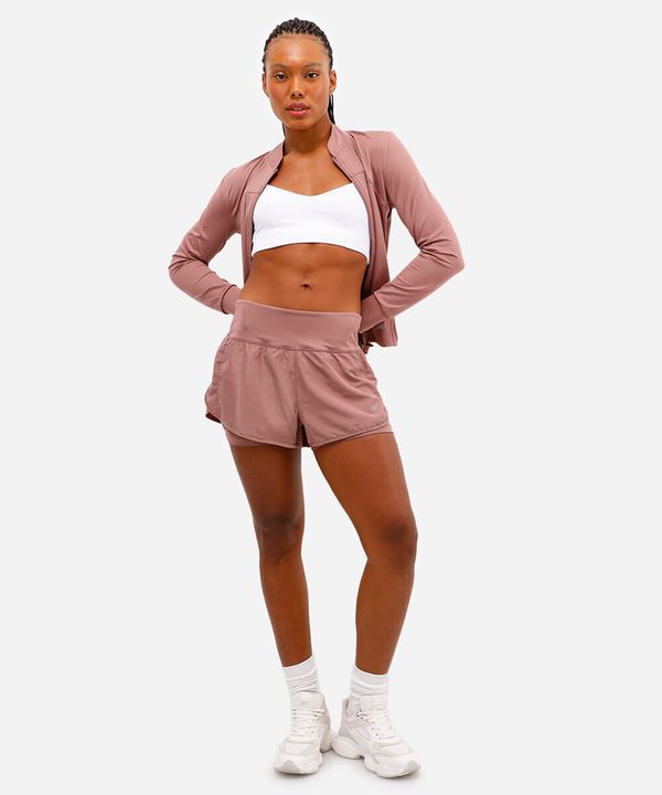 short running com forro e bolso esportivo rosa M