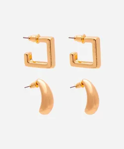 kit de 2 brincos geométricos dourado UNICO