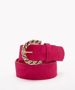 cinto fivela metalizada trabalhada rosa 95CM