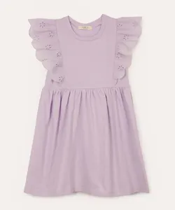 vestido midi infantil babado floral lilás 6