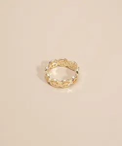 anel smile dourado Único