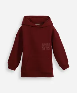 blusão de moletom infantil com capuz e bolso find your adventure vinho 4