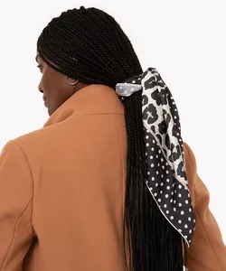 lenço feminino estampado animal print preto Único