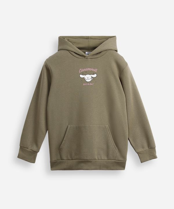 blusão de moletom juvenil com capuz cinnamoroll verde 12