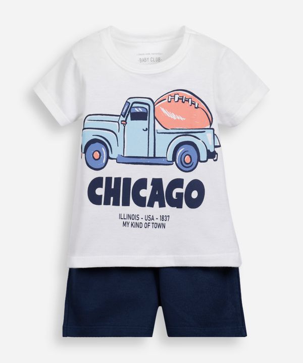 conjunto curto infantil de algodão estampado off white 2