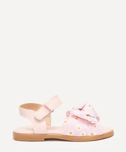 sandália infantil floral com laço rosa 22