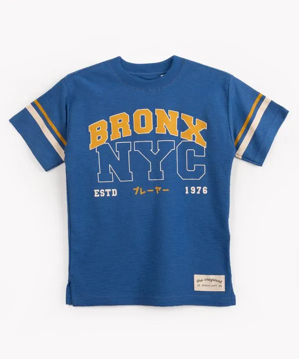 camiseta moletinho infantil bronx nyc manga curta azul 4