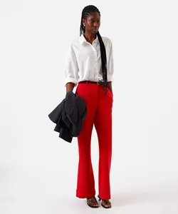 calça flare feminina de alfaiataria vermelha 42