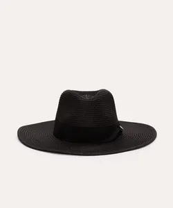 chapéu de palha com faixa preto Único