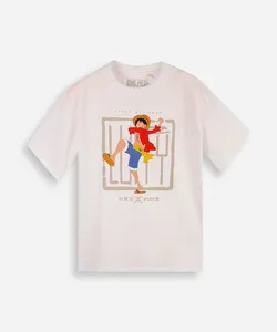 camiseta juvenil one piece luffy off white 12