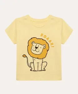 camiseta de algodão infantil leão amarela 2