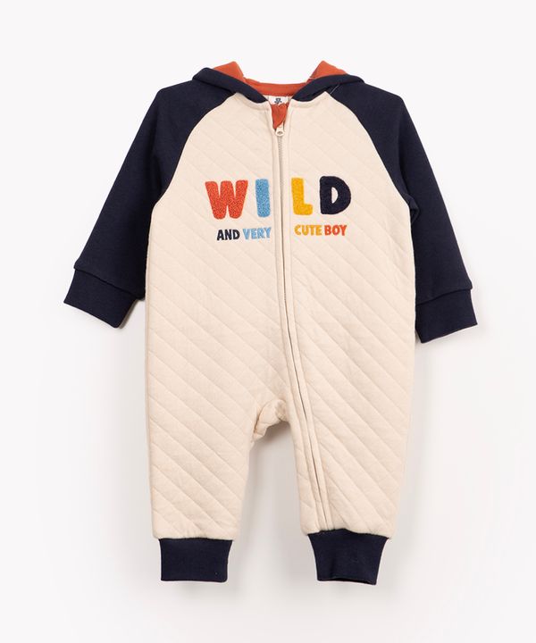 macacão infantil manga longa com capuz wild off white 0-3