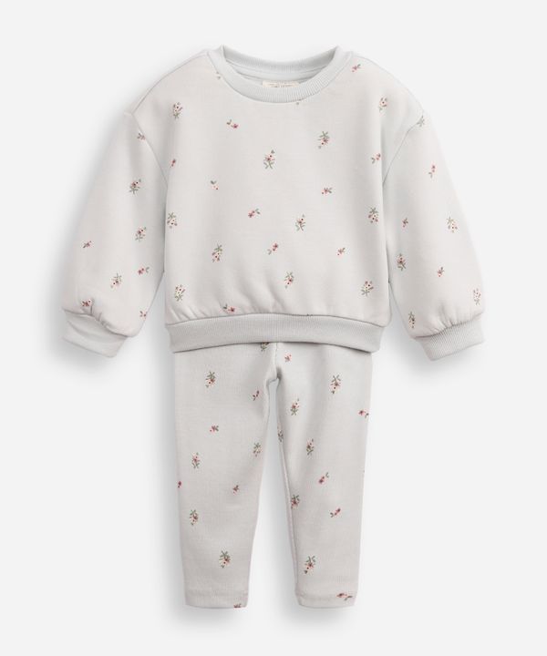 conjunto infantil longo de moletom floral azul 3