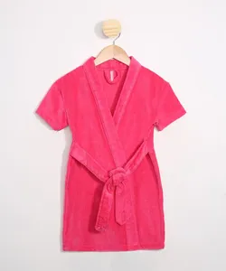 Roupão Infantil de Fleece Manga Curta Rosa P