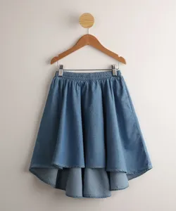 Saia Infantil Godê Mullet Jeans Azul Médio 10