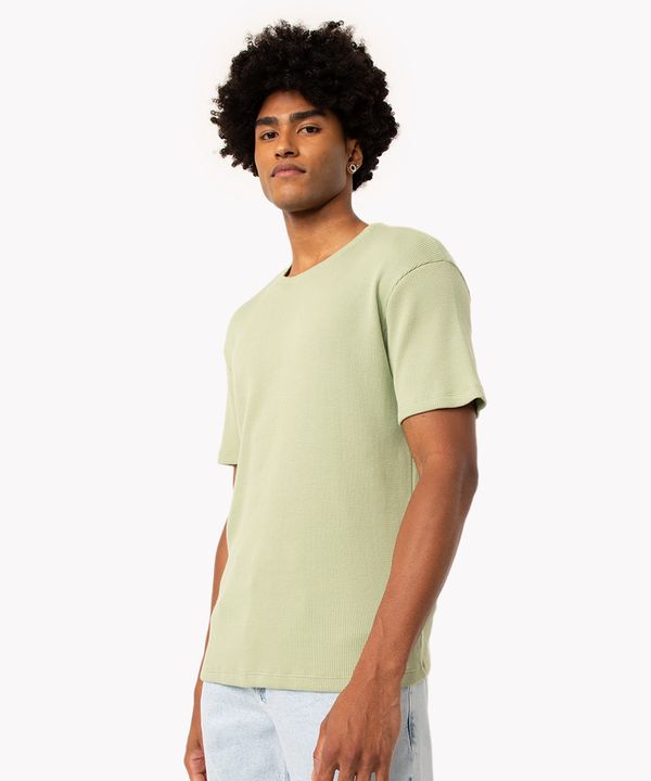 camiseta texturizada manga curta gola redonda verde GG