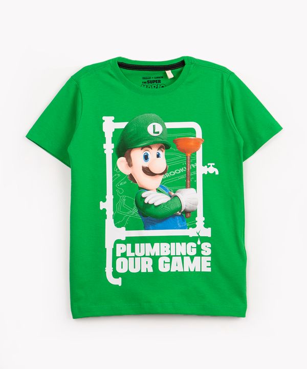 camiseta infantil de algodão manga curta luigi bros verde 8