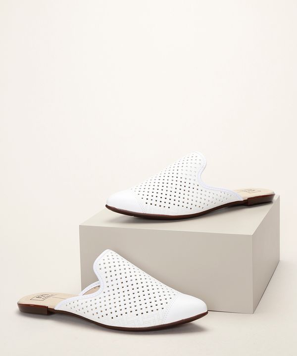 Mule Feminino Moleca Bico Fino Tressê Branco 38