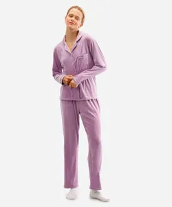 pijama americano longo de plush - lilás M
