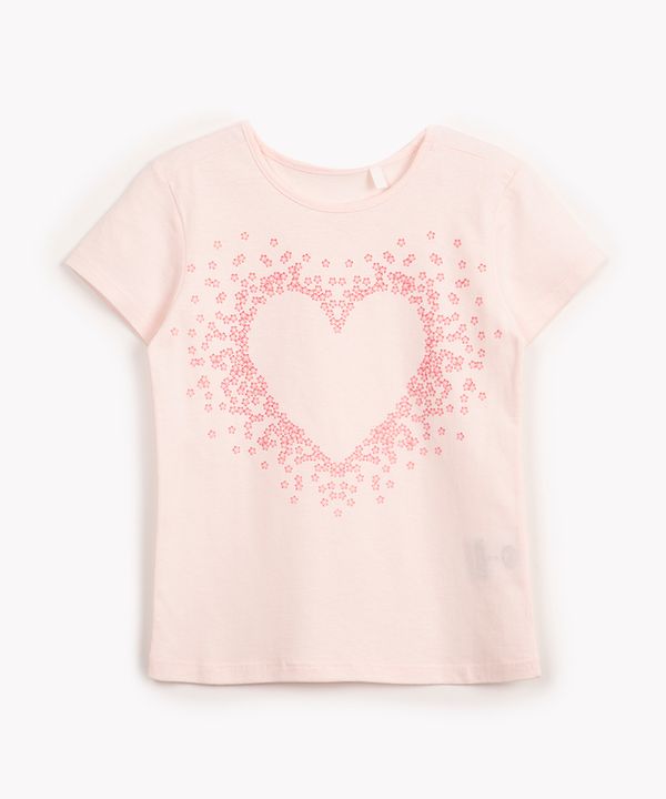 blusa de algodão infantil coração com brilho rosa 4