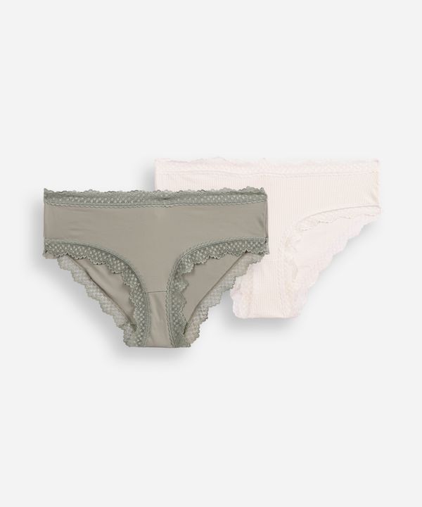 kit de 2 calcinhas caleçon com renda colorido M
