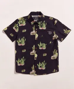 Camisa Infantil Birden Caveira e Cacto Manga Curta com Bolso Preta 10