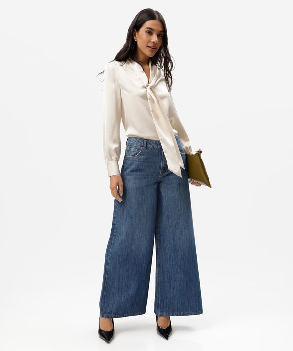 calça super wide leg feminina jeans azul 40