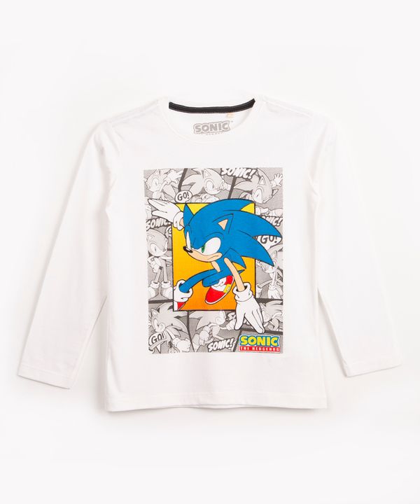 camiseta infantil manga longa sonic off white 10