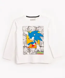 camiseta infantil manga longa sonic off white 6