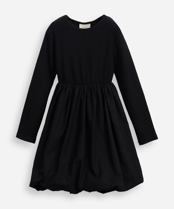 vestido balonê infantil de algodão manga longa preto 6