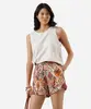 short feminino de viscose estampado bege GG