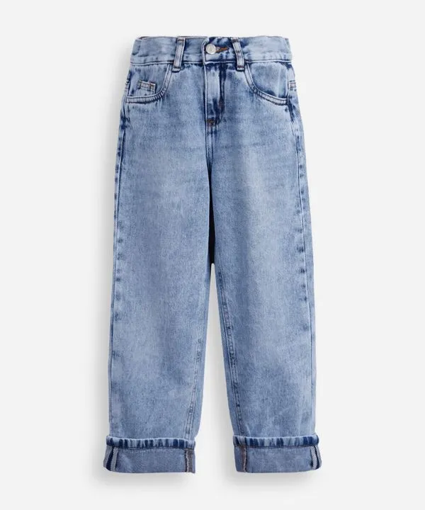 calça infantil jeans com barra dobrada azul 10