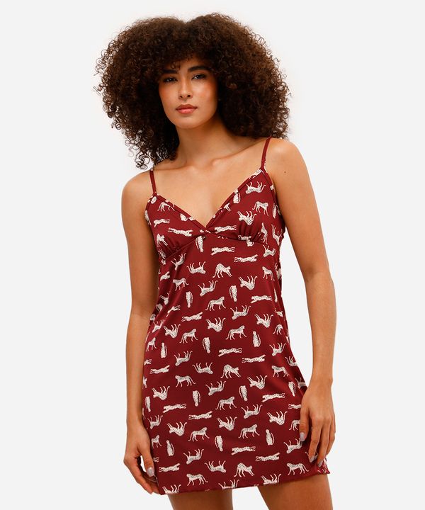 camisola feminina alça fina estampada vinho G
