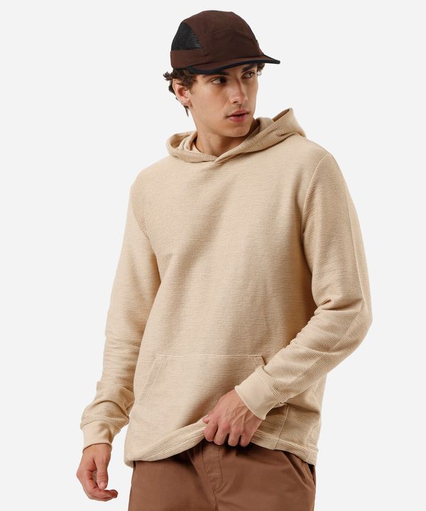 camiseta masculina manga longa com capuz canelada bege M