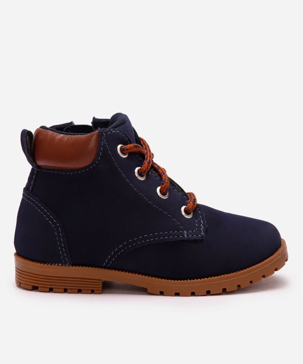 bota coturno infantil cano médio com recortes azul 27
