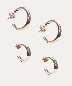 kit de 2 brincos de argola prateado Único