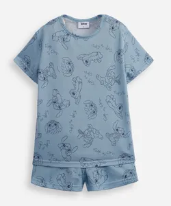 pijama infantil curto time to chill stitch azul 6
