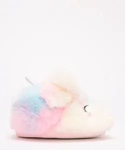 pantufa infantil de pelúcia unicórnio rosa 23-24