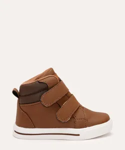 tênis casual infantil cano médio com velcro marrom 21
