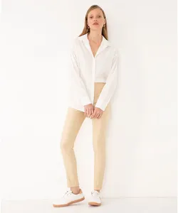 calça legging resinada cintura alta areia 44