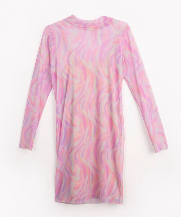 vestido de tule juvenil tie dye manga longa multicor 10
