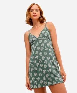 camisola feminina alça fina corações verde G